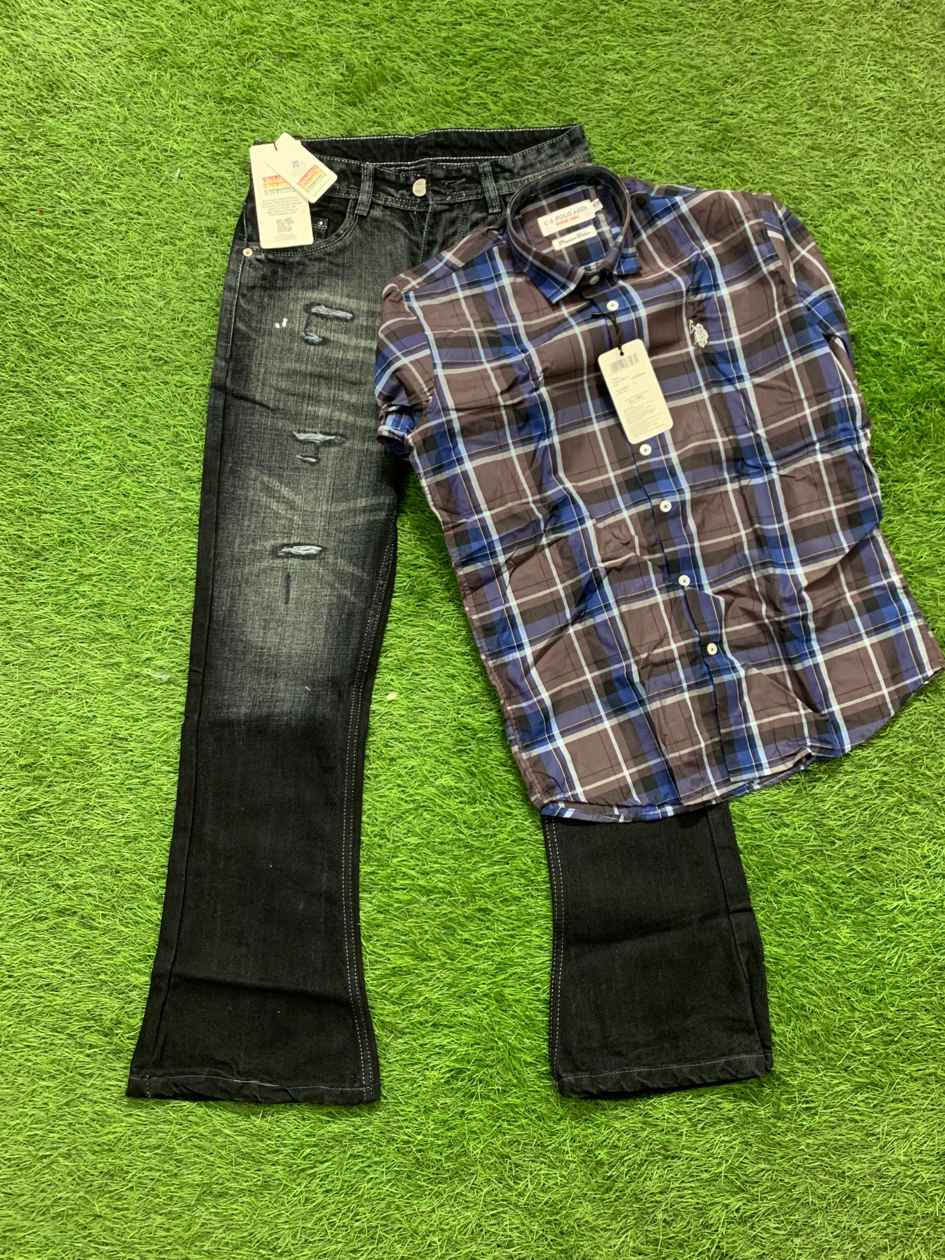 Boot Cut Jeans & Polo Shirt ( Combo )