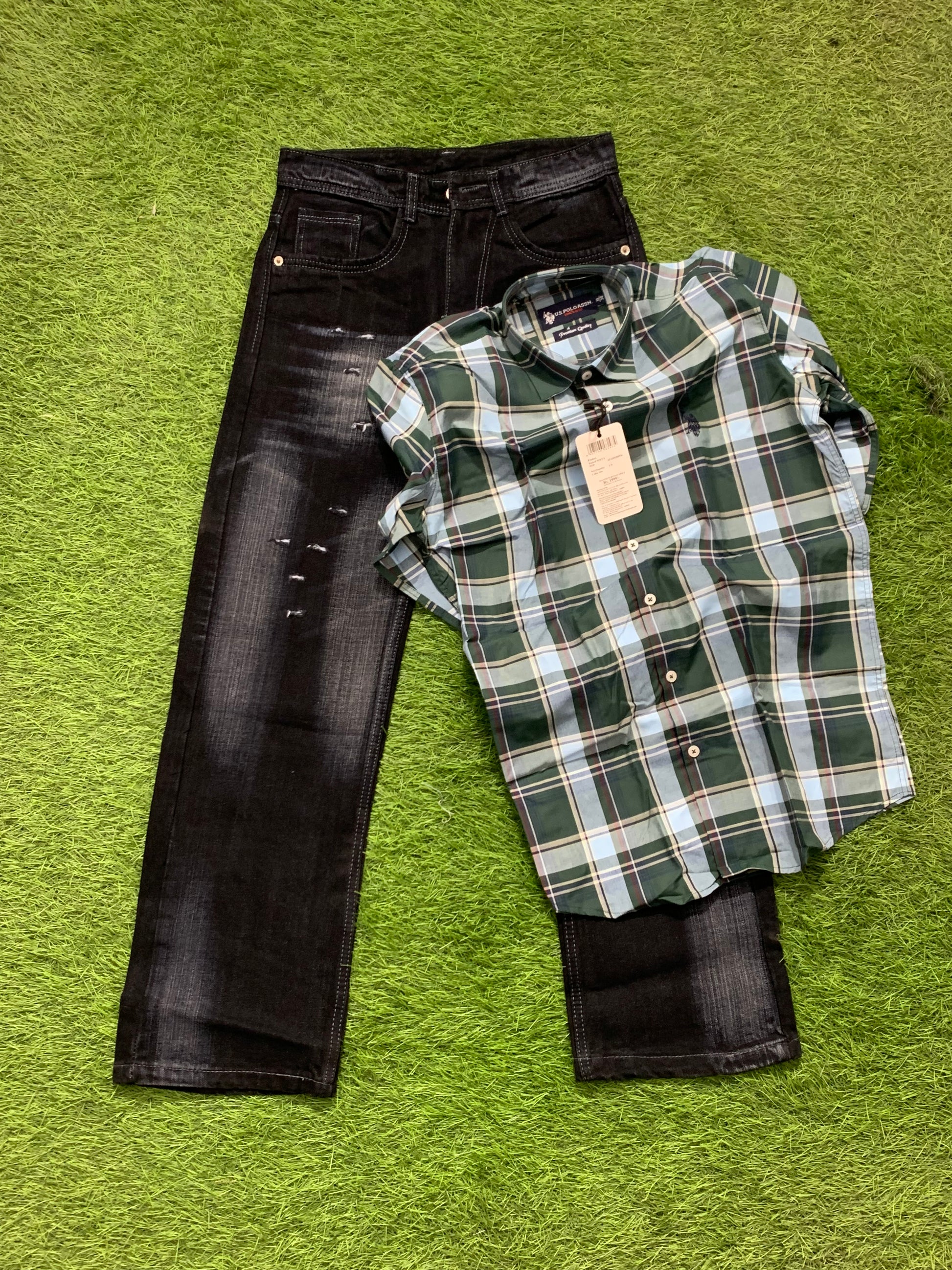 Boot Cut Jeans & Polo Shirt ( Combo )