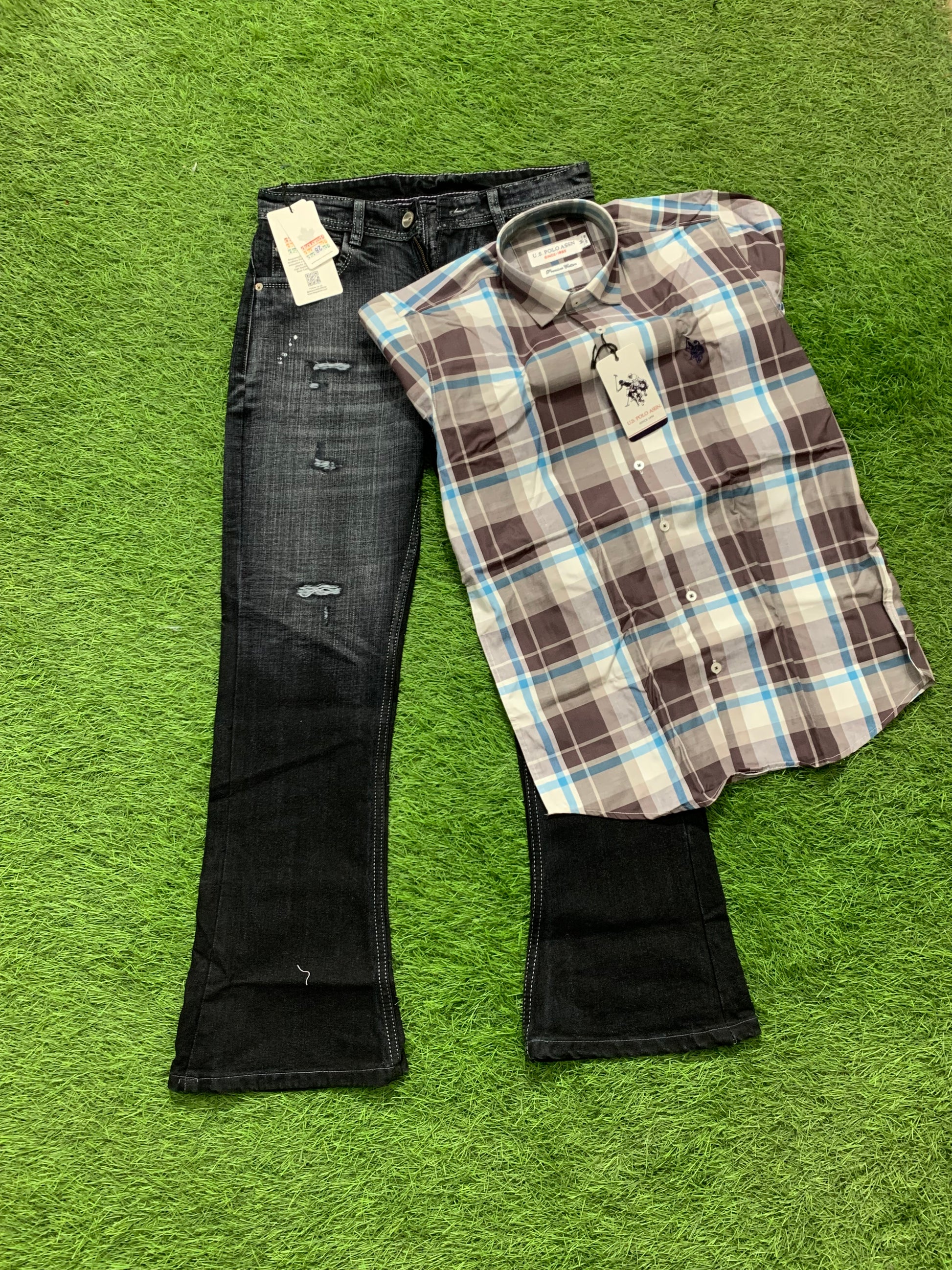 Boot Cut Jeans & Polo Shirt ( Combo )