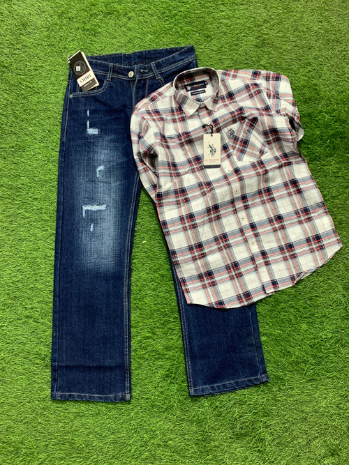 Boot Cut Jeans & Polo Shirt ( Combo )